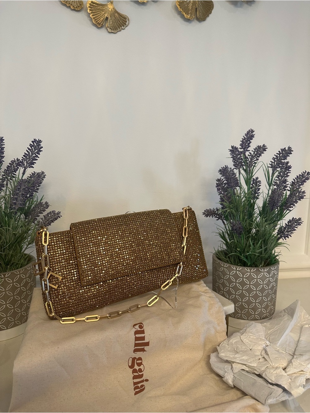 Cult Gaia Gold Crystal-Embellished Shoulder Bag - Picture 6 of 14
